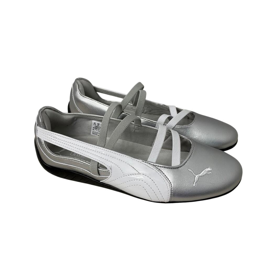 Puma Speedcat Ballet Metallic Women's Sneakers Size 10 Silver White Shoes
